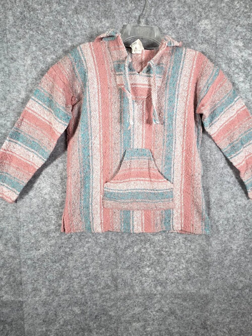Baja San Jose Women's Drug Rug Boho Pullover Hooded Top Striped Size M